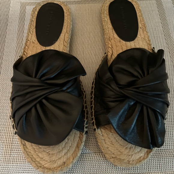 PATRICIA GREEN NIB AUTHENTIC BLACK GENUINE LEATHER ESPADRILLES SLIP ON - Picture 7 of 13